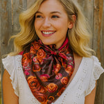 35X35"  Pink and Rust Roses Wild Rag / Scarf WR1007