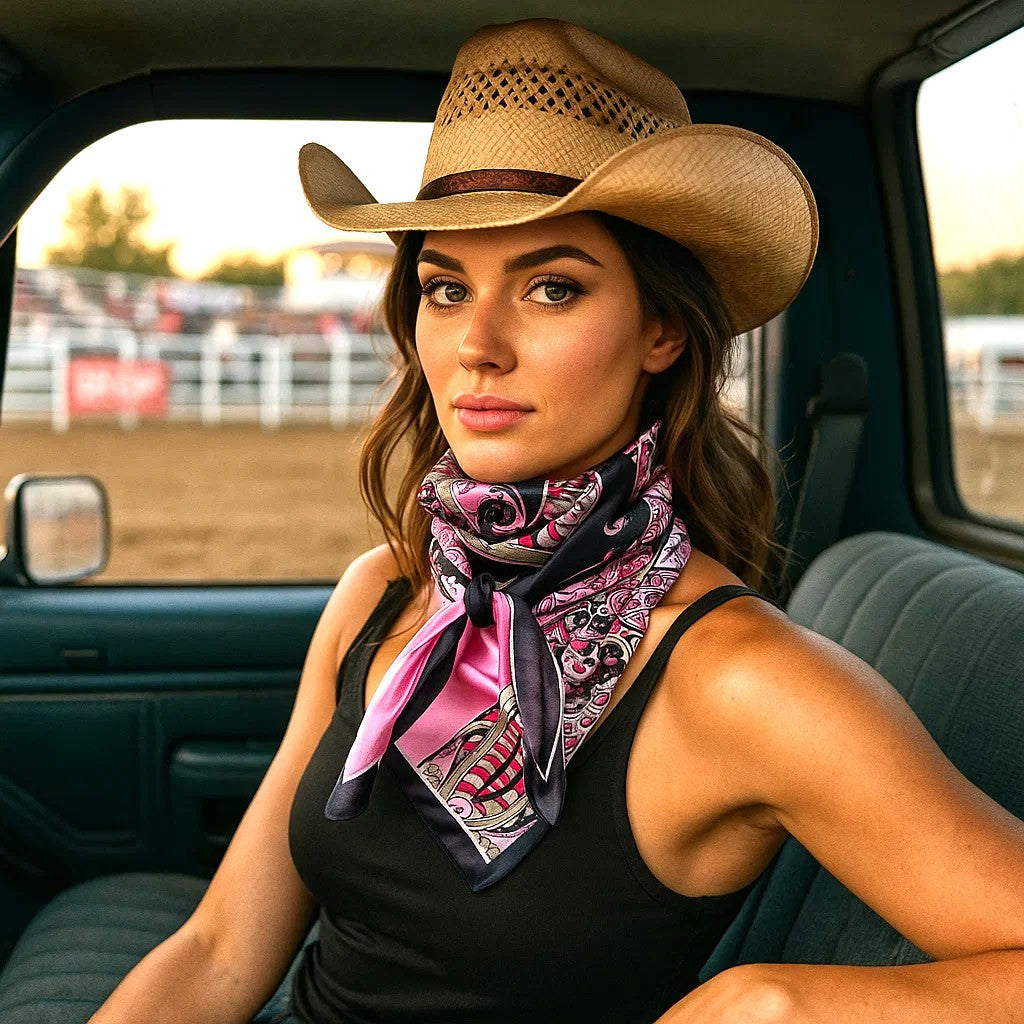 35X35" Pink and Black Wild Rag / Scarf WR1017