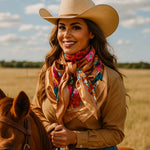 35X35" Tan Big Floral Wild Rag / Scarf WR1021