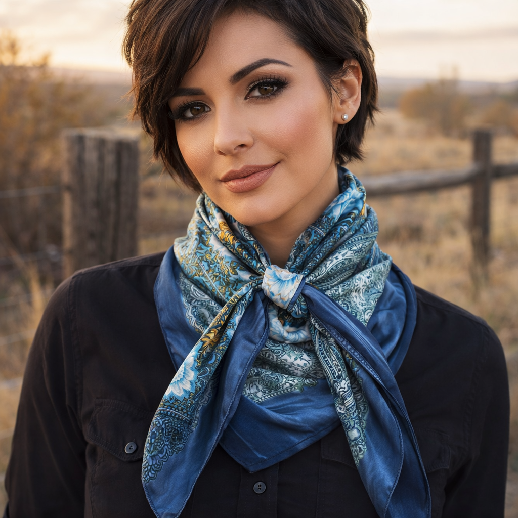 35X35" Blue Leaf Wild Rag / Scarf WR1031