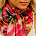35X35" Fuchsia and Brown Floral Pattern Wild Rag / Scarf WR1037