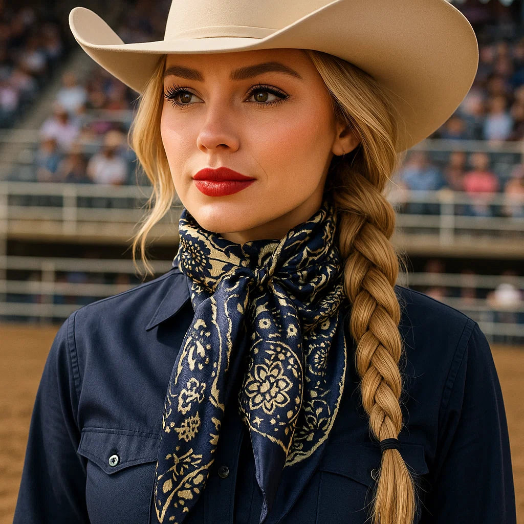 35X35"  Royal Blue & Cream Paisley Wild Rag / Scarf WR144