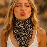 35X35"  Tan Leopard Wild Rag / Scarf WR168