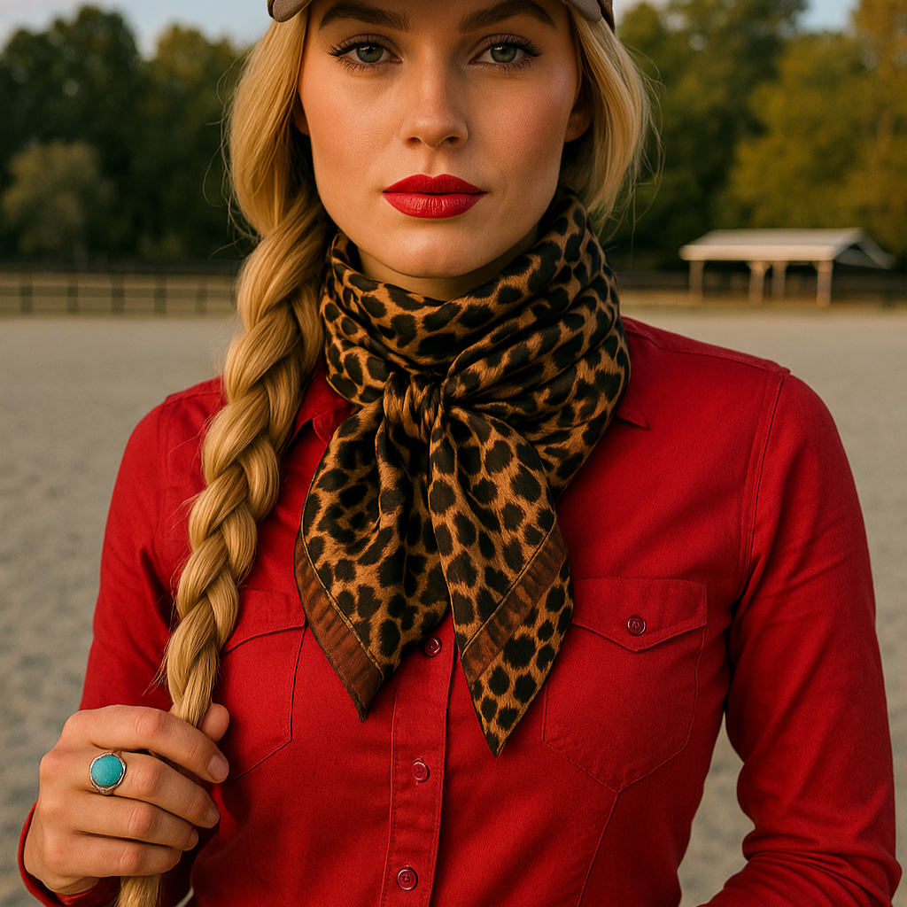 35X35"  Brown Leopard Wild Rag / Scarf WR169