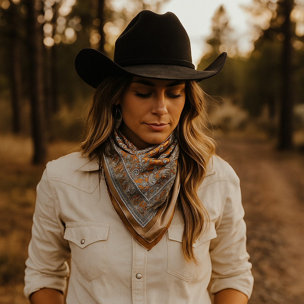 35X35" Yellow and Tan Paisley Wild Rag / Scarf WR2142