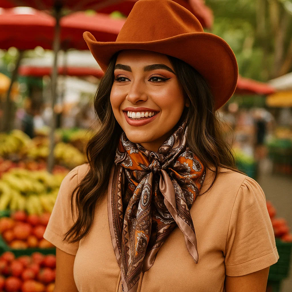 35X35" Orange and Tan Paisley Wild Rag / Scarf WR2142X