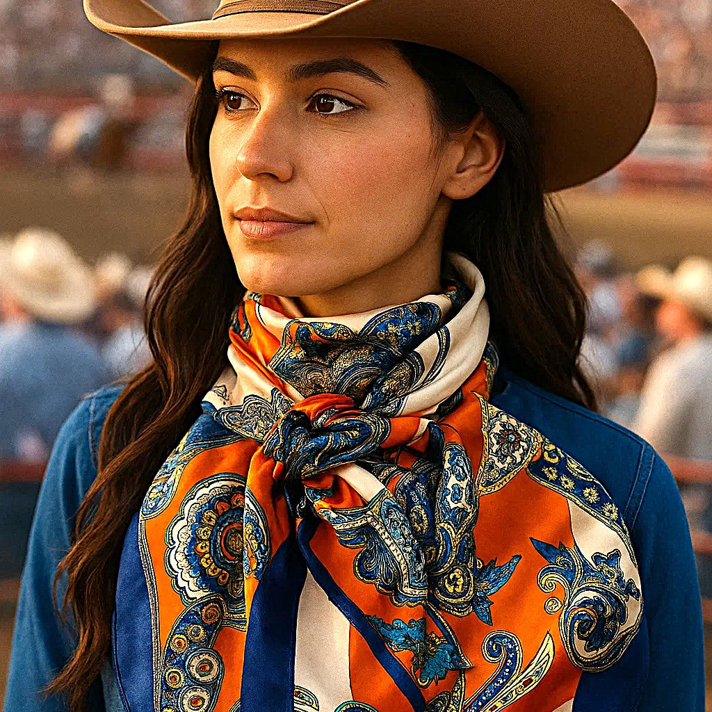 35X35" Orange & Blue Paisley Wild Rag / Scarf WR302