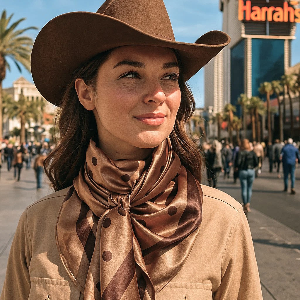 35X35"  Brown Polka Dots Wild Rag / Scarf WR3054