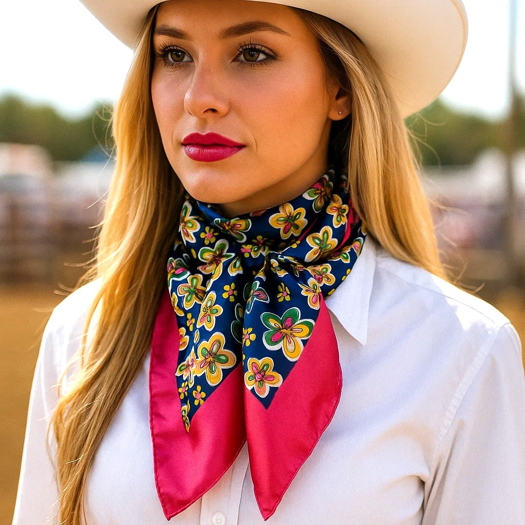 35X35"  Pink Flowers Wild Rag / Scarf WR3109