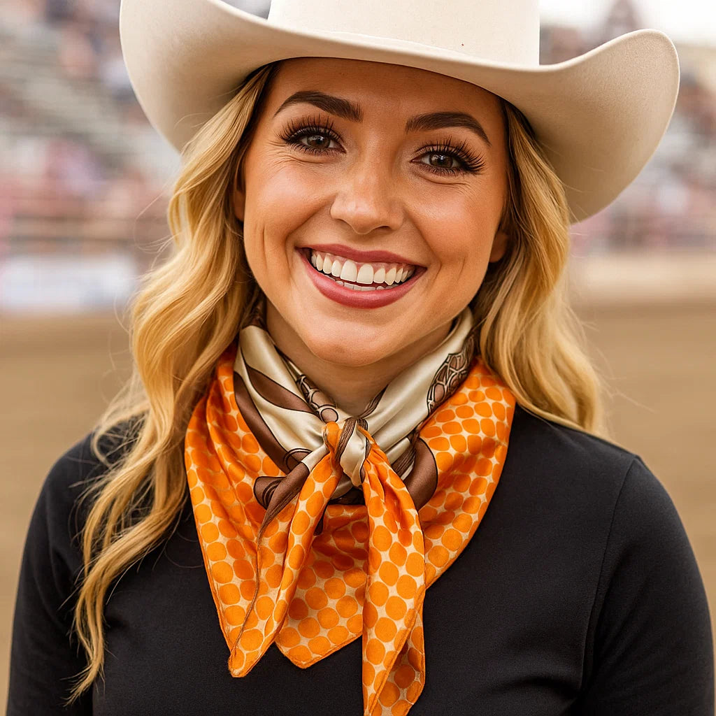 35X35" Orange and Brown Floral  Wild Rag / Scarf WR3303