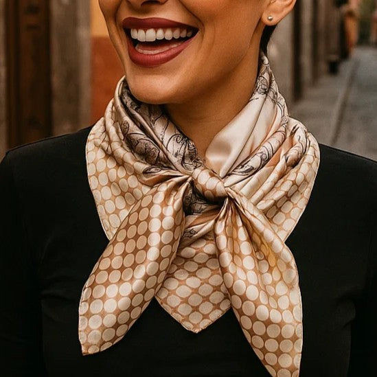 35X35" Tan and Cream Wild Rag / Scarf WR3305