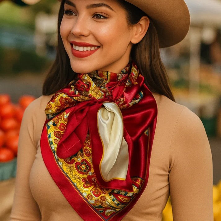 35X35"  Red Mardi Gras Wild Rag / Scarf WR3353