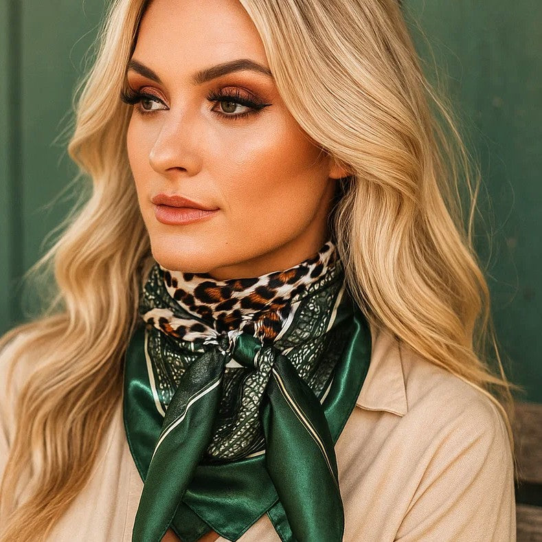 35X35" Green Animal Print Wild Rag / Scarf WR3387