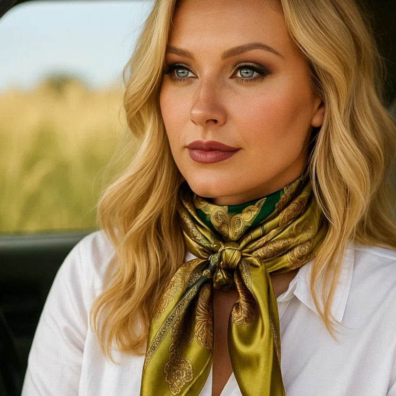 35X35" Green and Teal Floral Wild Rag / Scarf WR3390