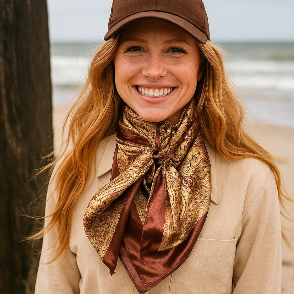 35X35"  Earth Tones Paisley Wild Rag / Scarf WR3402