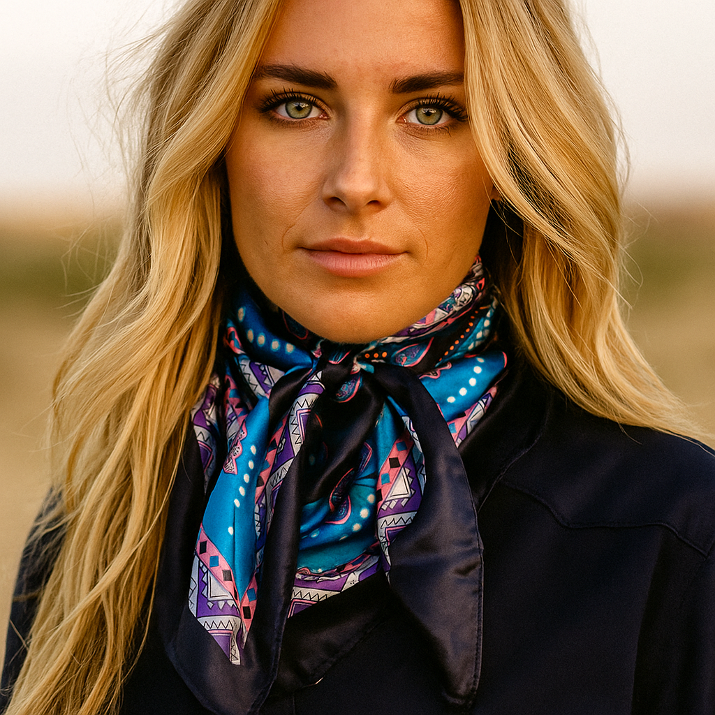 35X35"  Blue/Pink/Purple Paisley Wild Rag / Scarf WR3406X