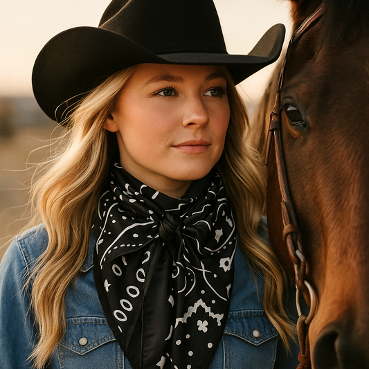 Foulard Western (Wild Rag) En Chiffon - Motif Floral Rouge Et Foulard Western (Wild Rag) En Chiffon - Motif Floral Rouge Et