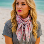 35X35"  Pink & Grey Paisley Wild Rag / Scarf WR3416