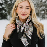 35X35"  Black Floral Wild Rag / Scarf WR3420