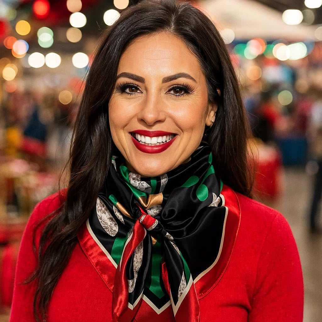 35X35"  Green and Navy Floral Wild Rag / Scarf WR3427