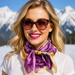 35X35"  Purple and Cream Floral Wild Rag / Scarf WR3434