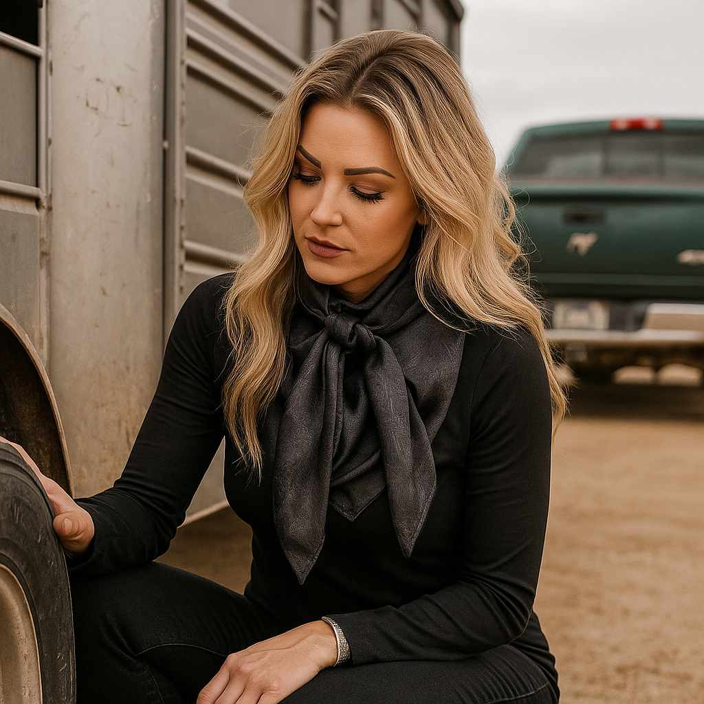 42X42"  Black Jacquard XL Wild Rag / Scarf WR3511