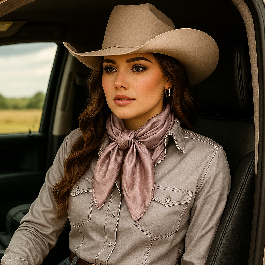 35X35" Tan Jacquard Wild Rag / Scarf WR4006