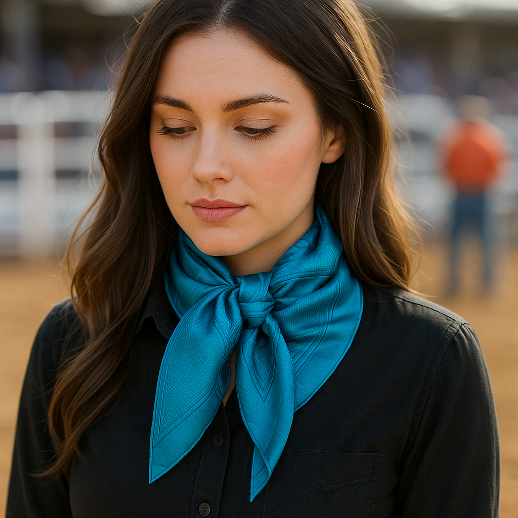 35X35" Teal Jacquard Wild Rag / Scarf WR4020