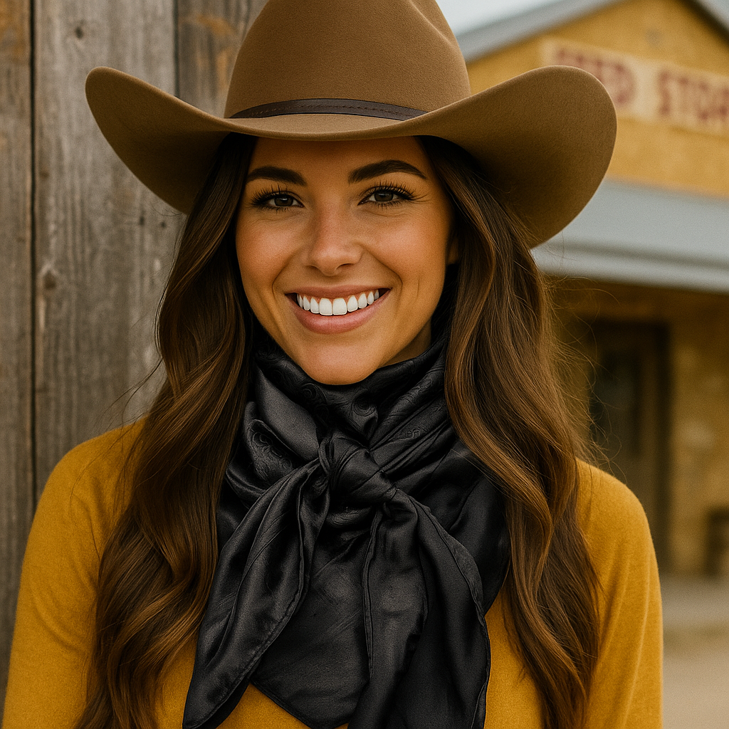 35X35" Black Jacquard Wild Rag / Scarf WR4082X