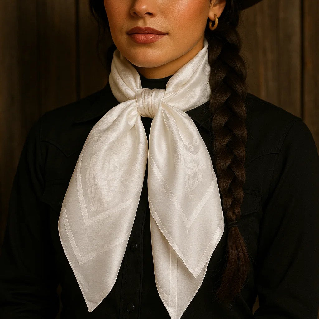 35X35" White Jacquard Wild Rag / Scarf WR4083