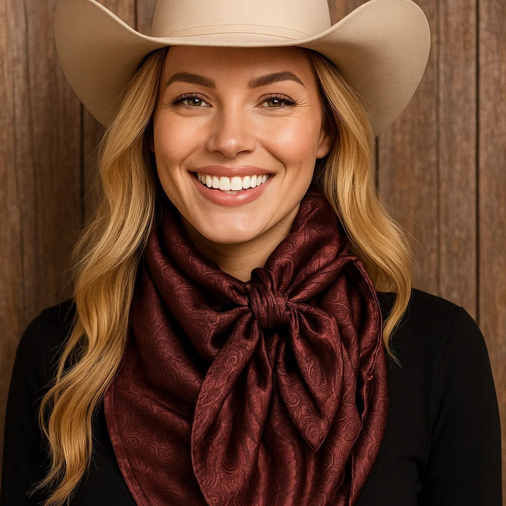 35X35" Dark Brown Jacquard Wild Rag / Scarf WR4086