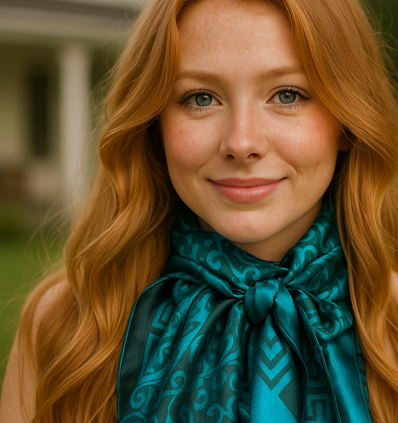 42X42"  Teal Jacquard XL Wild Rag / Scarf WR4202