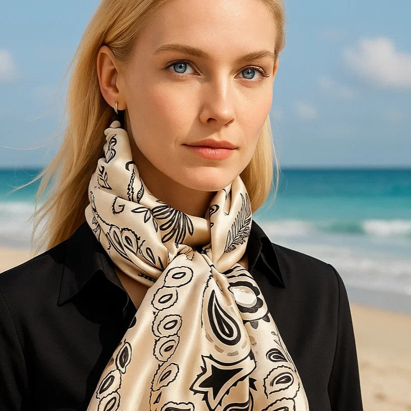 35X35" Pink & Silver Paisley Wild Rag / Scarf WR435