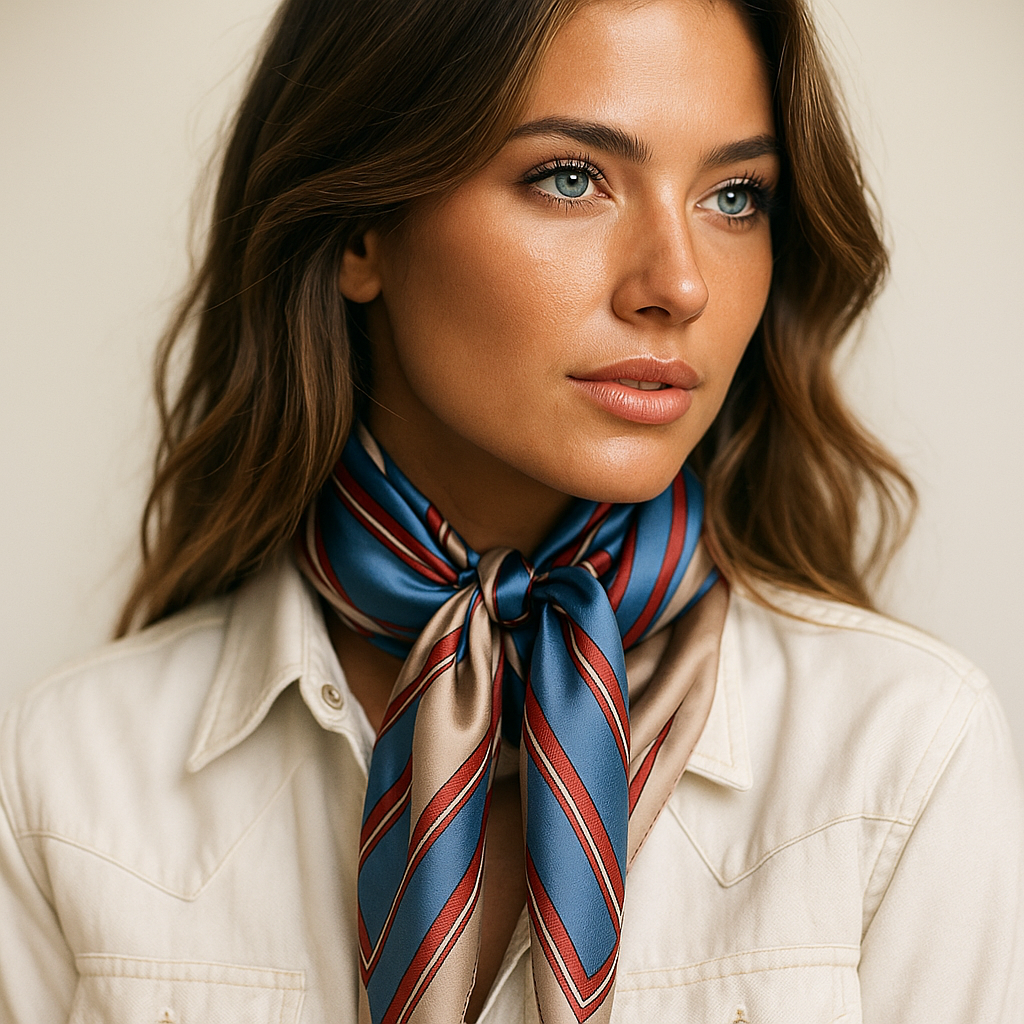 35X35" Blue and Burgundy Stripes Wild Rag / Scarf WR547