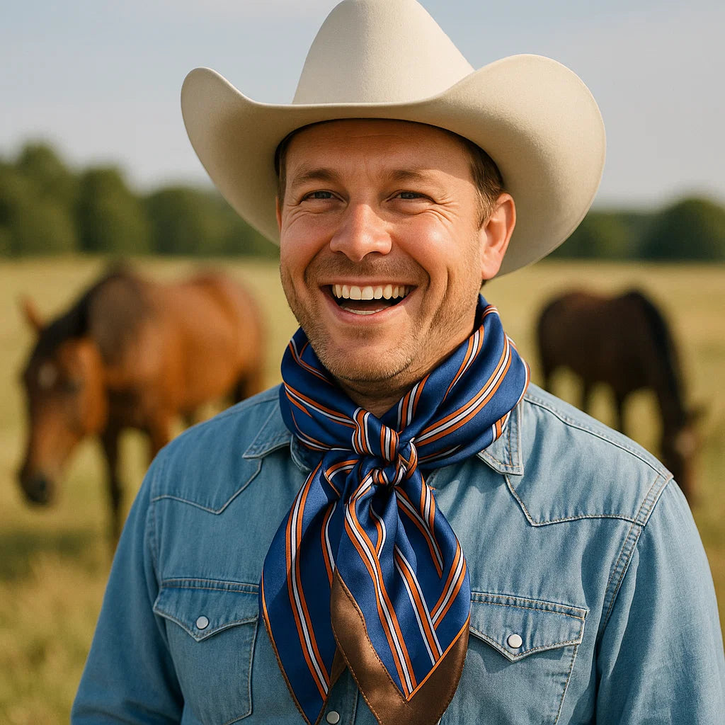 35X35" Orange and Blue Stripes Wild Rag / Scarf WR547X