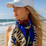 35X35"  Royal Blue Leopard Print Wild Rag / Scarf WR701