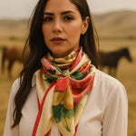 35X35"  Red | Green | Gold Floral Wild Rag / Scarf WR832