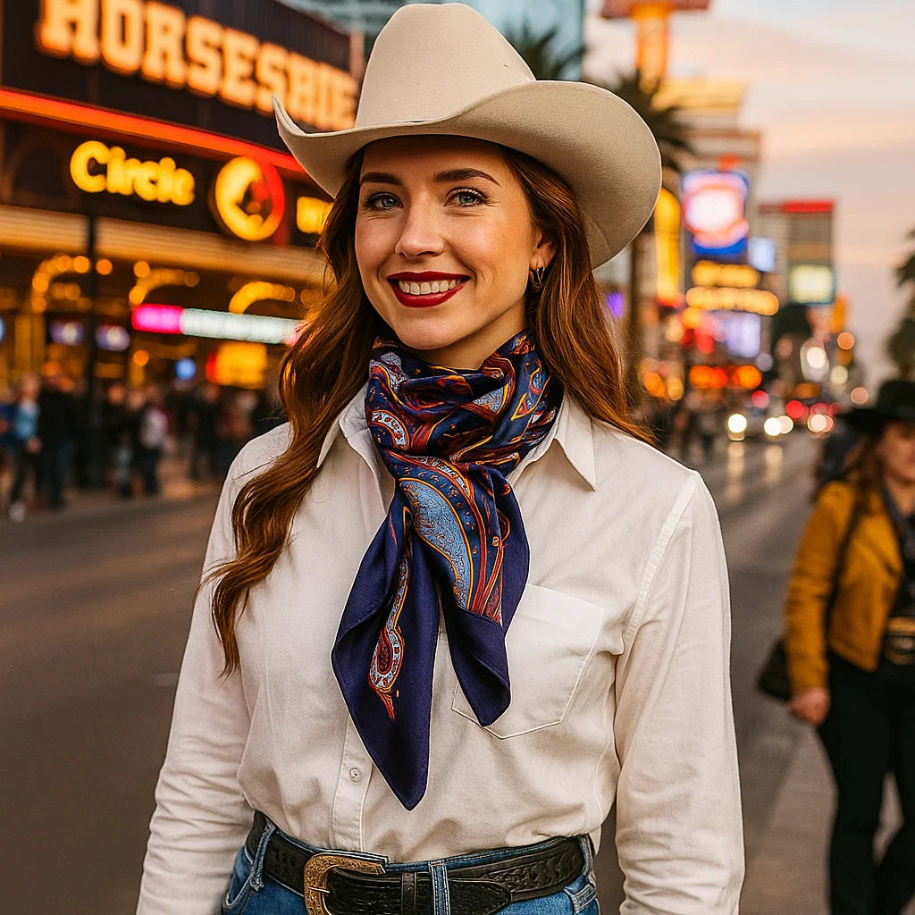 35X35"  Blue Hippie Paisley Wild Rag / Scarf WR906