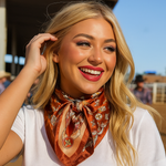 35X35"  Orange  Multi-Floral Wild Rag / Scarf WR913X