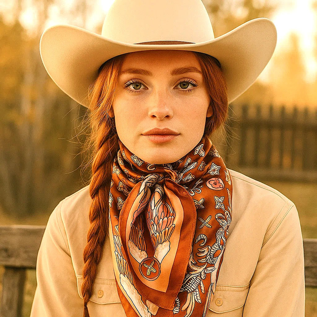 35X35"  Orange  Multi-Floral Wild Rag / Scarf WR913X