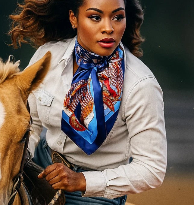 35X35"  Blue Multi-Floral Wild Rag / Scarf WR914