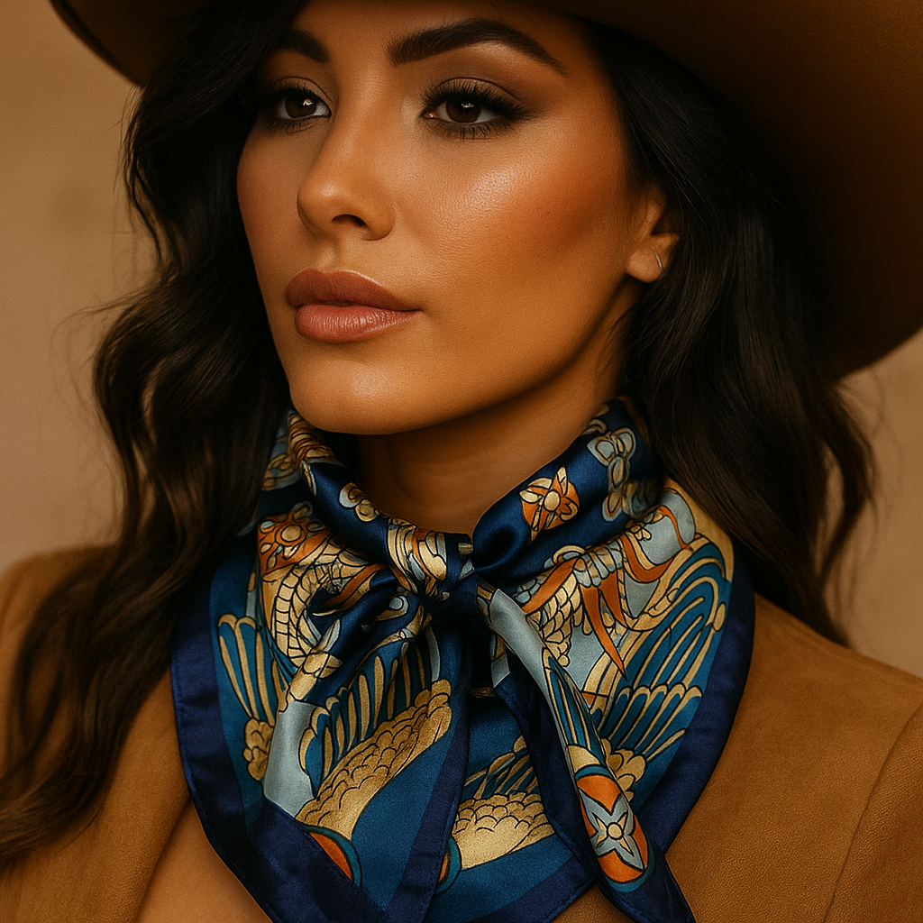 35X35"  Blue Multi-Floral Wild Rag / Scarf WR914X