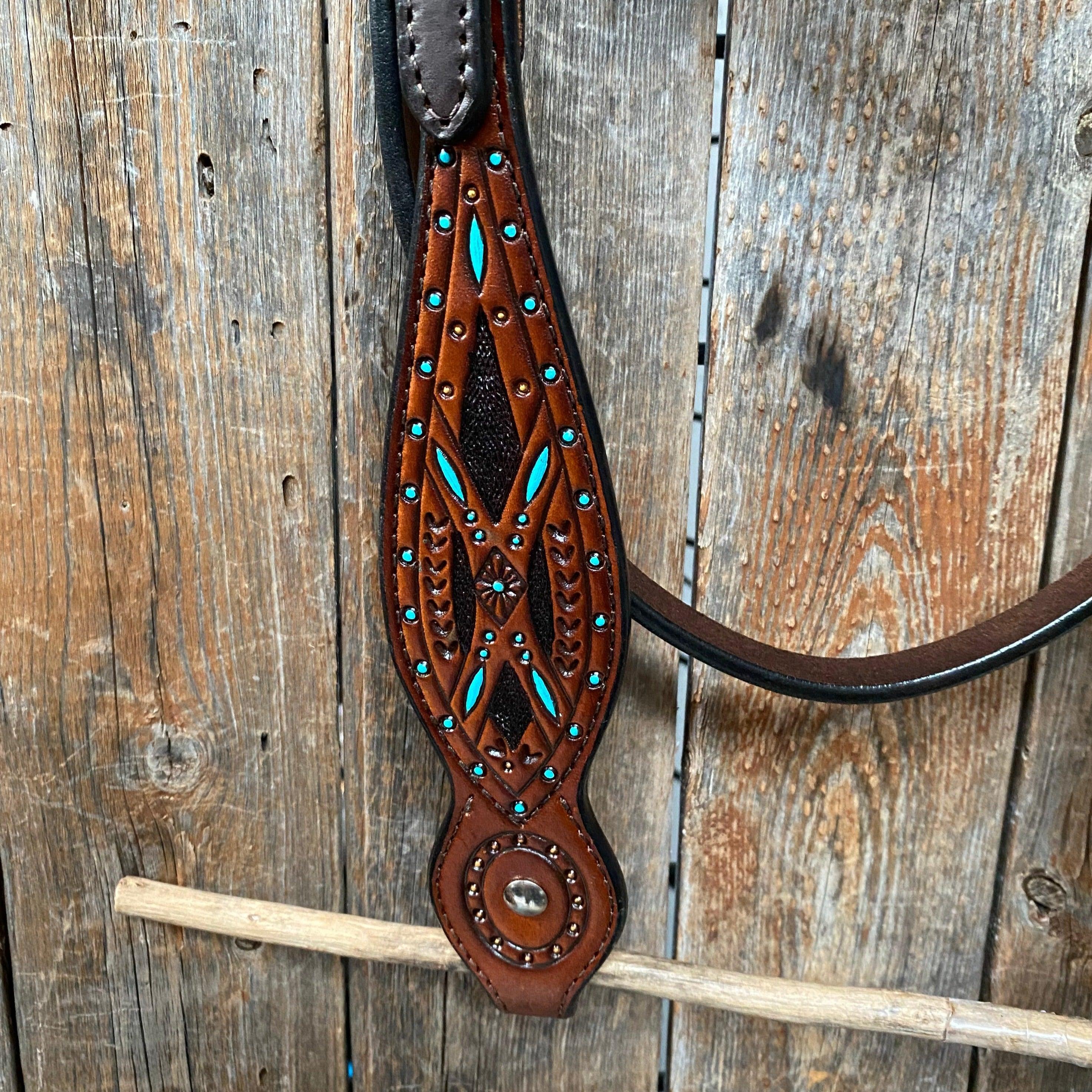 Hand Painted Two Tone Browband Headstall/Bridle #241913 - RODEO DRIVE