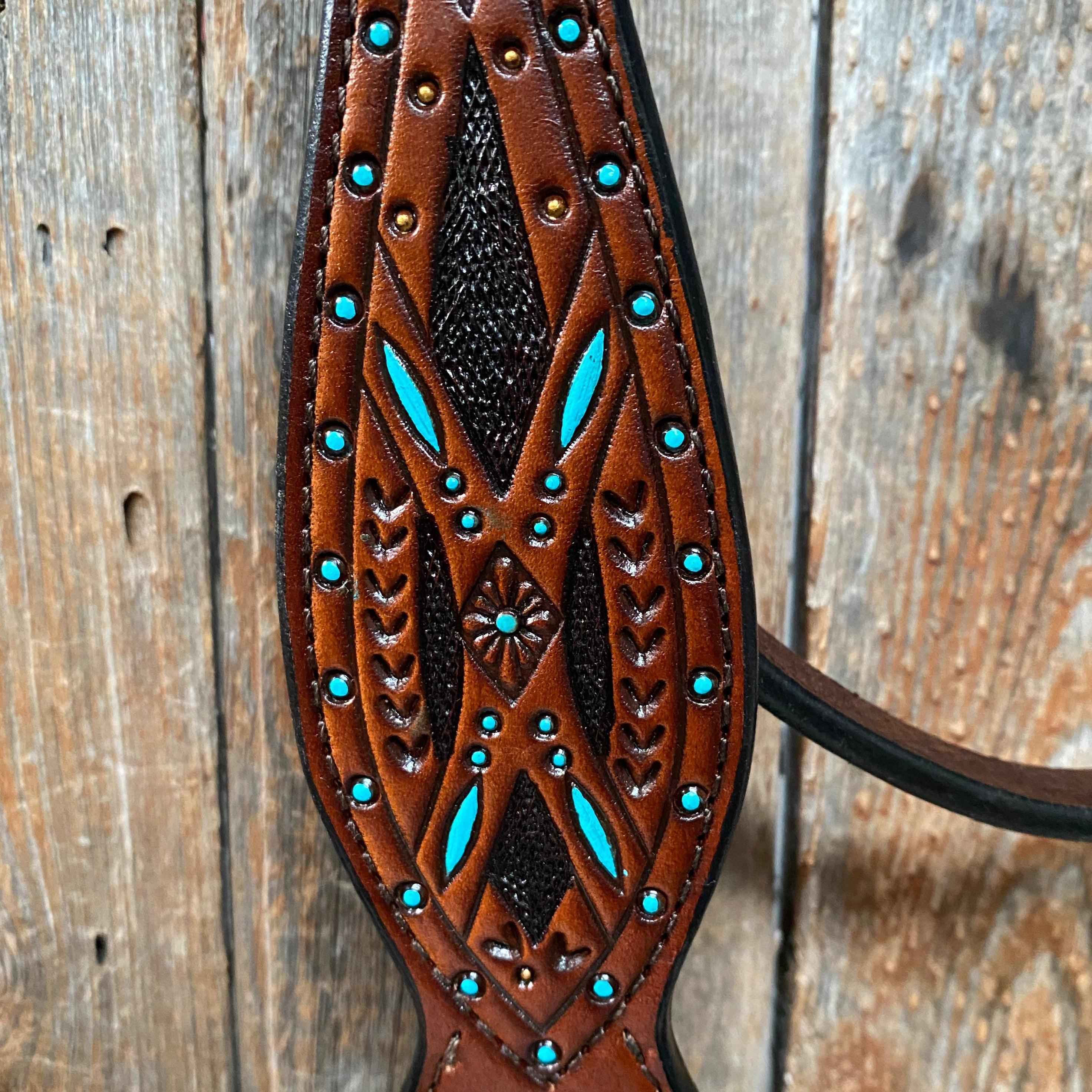 Hand Painted Two Tone Browband Headstall/Bridle #241913