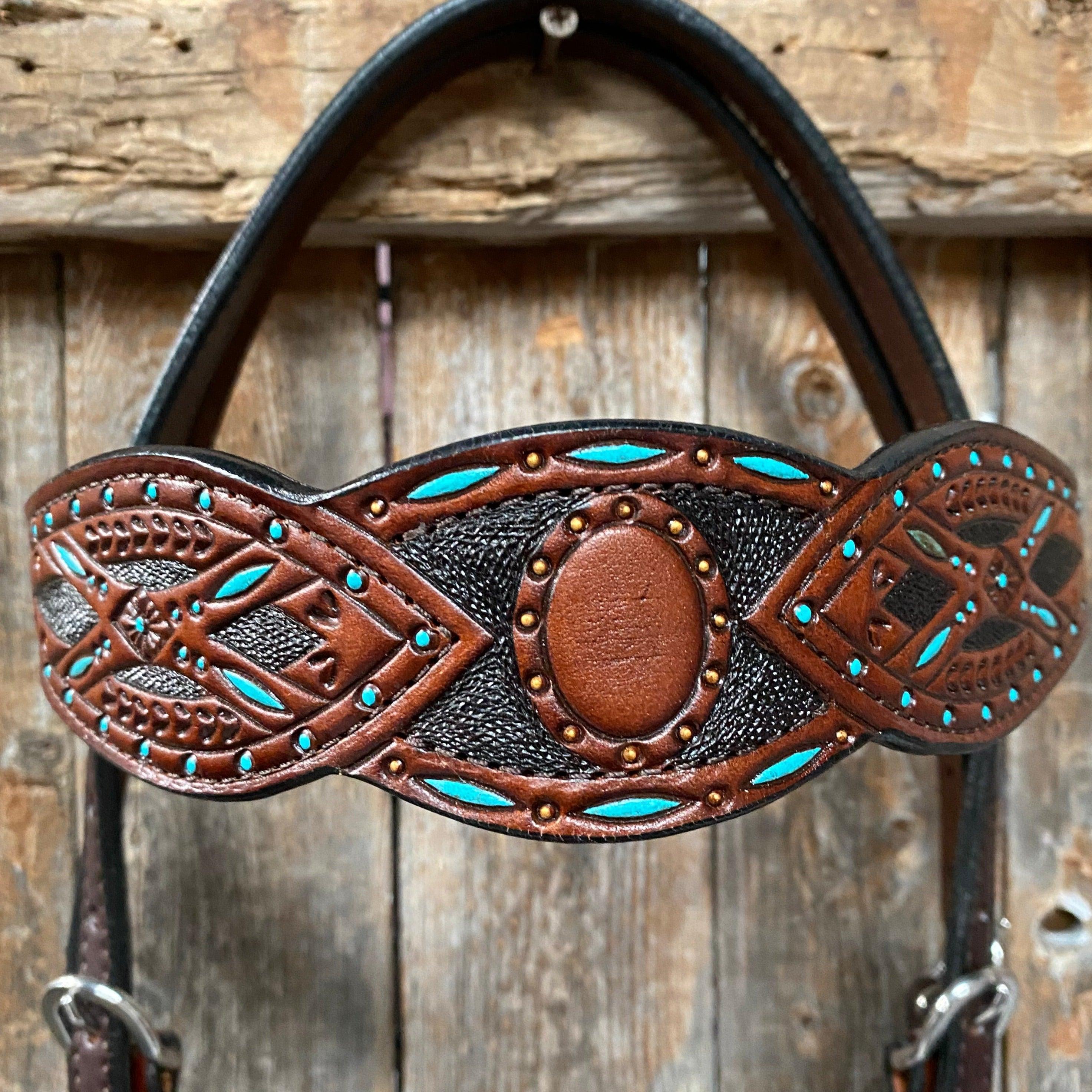 Hand Painted Two Tone Browband Headstall/Bridle #241913 - RODEO DRIVE