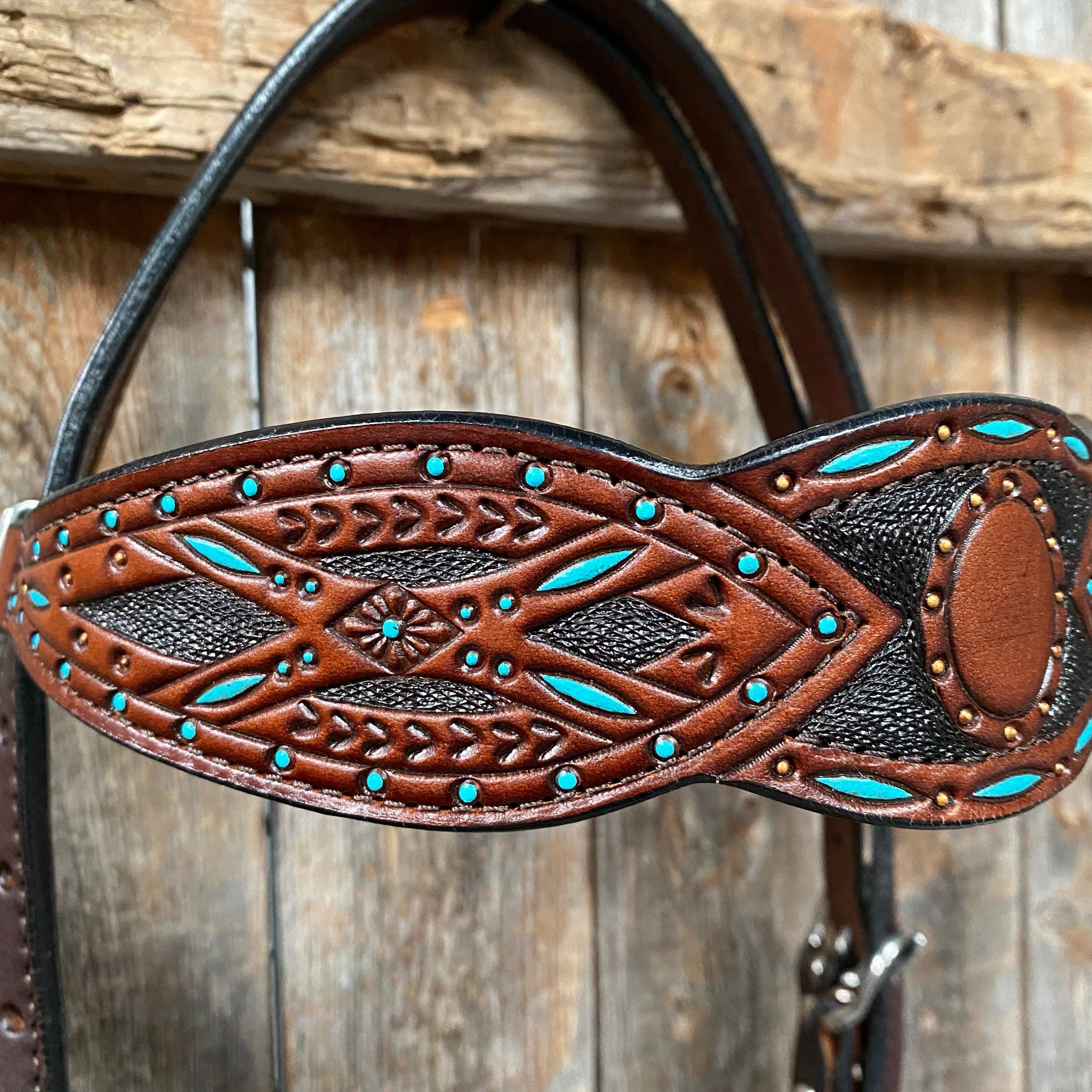 Hand Painted Two Tone Browband Headstall/Bridle #241913 - RODEO DRIVE