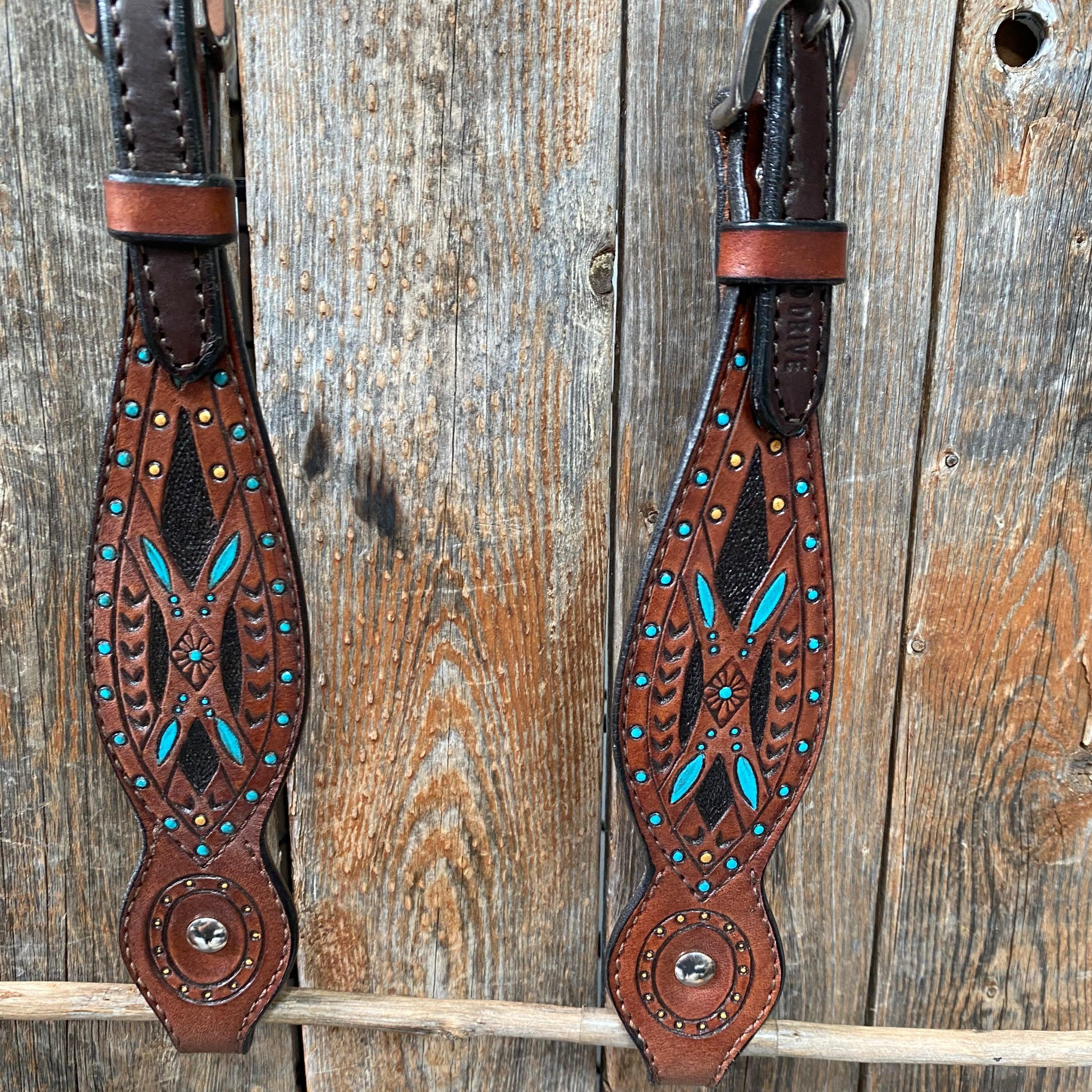 Hand Painted Two Tone One Ear Headstall/Bridle #241923 - RODEO DRIVE