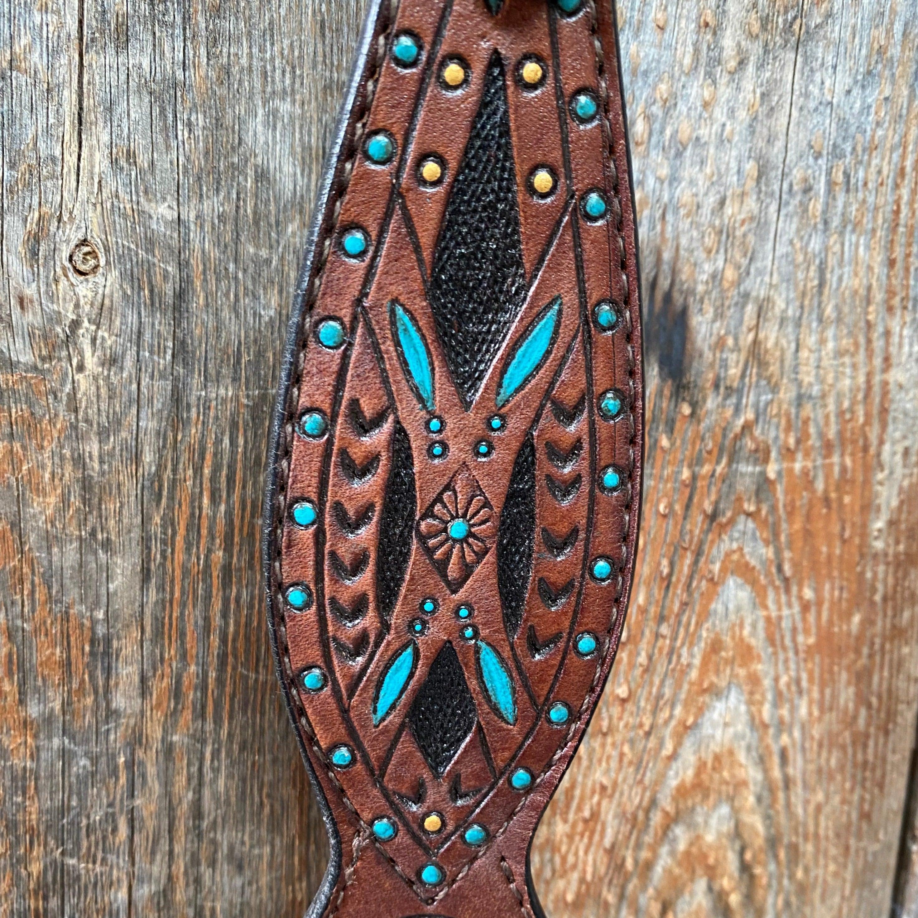 Hand Painted Two Tone One Ear Headstall/Bridle #241923 - RODEO DRIVE