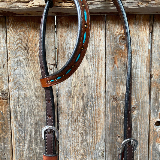 Hand Painted Two Tone One Ear Headstall/Bridle #241923 - RODEO DRIVE