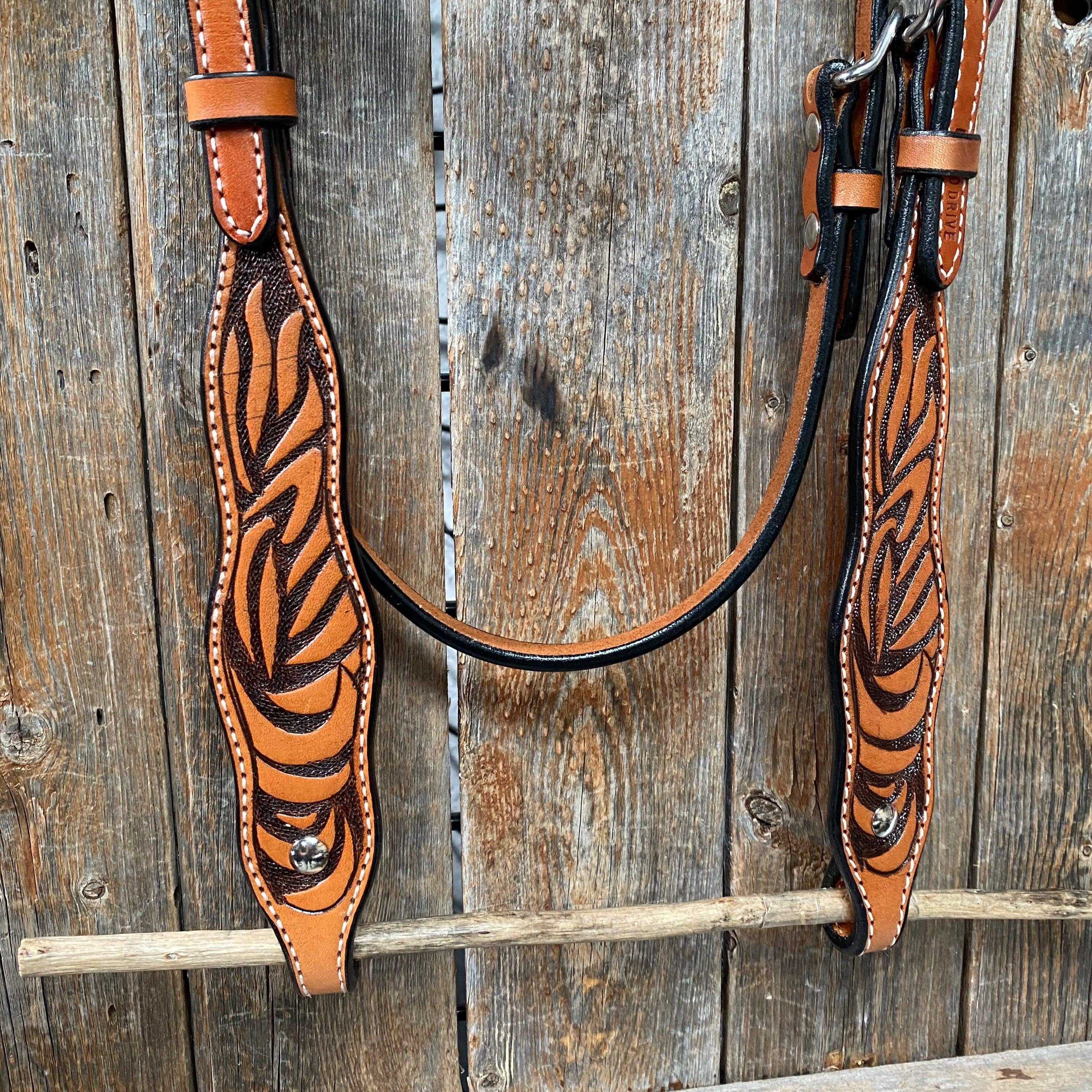 Two Tone Zebra Striped Browband Headstall/Bridle #241931 - RODEO DRIVE